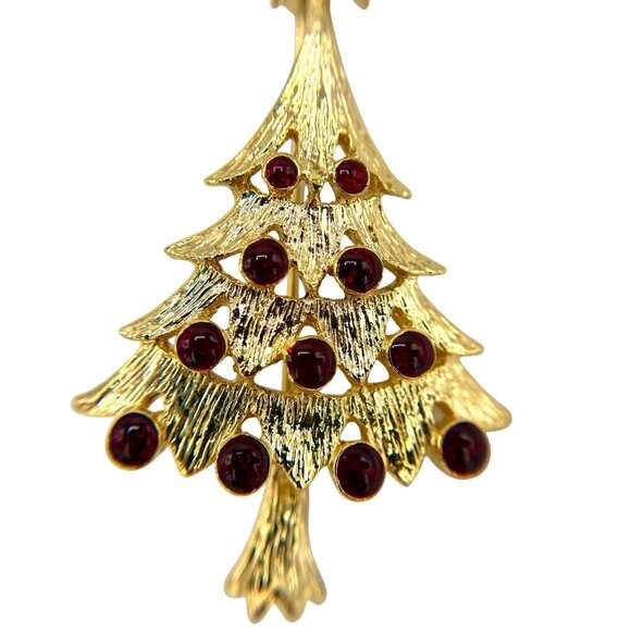 VINTAGE SIGNED AAI GOLD TONE CHRISTMAS TREE BROOCH PIN RHINESTONE - Picture 2 of 5